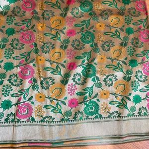 NEW golden floral bridal grand party saree sari wedding